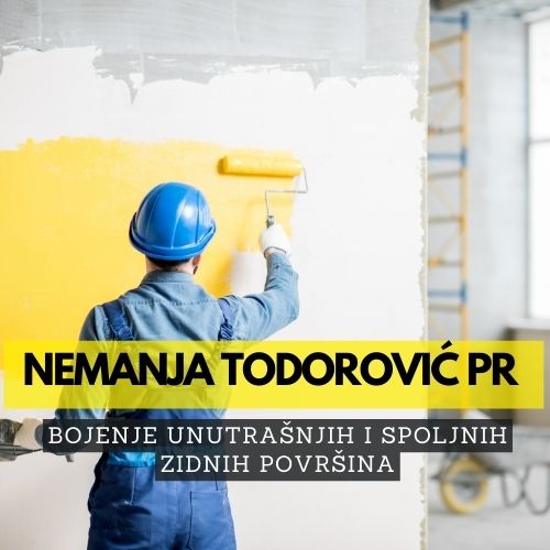 NEMANJA TODOROVIĆ PR BOJENJE UNUTRAŠNJIH I SPOLJNIH ZIDNIH POVRŠINA PROFI DEMIT TRMČARE, sa uspehom posluje u oblasti molersko-farbarskih, fasaderskih i gipsarskih radova od 2014. godine.